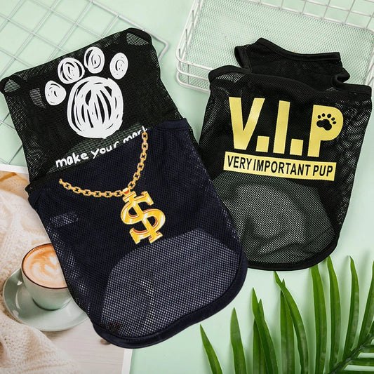 Ultrathin Vest Summer Dog Clothes For Small Dogs Cats Chihuahua T Shirt Breathable Mesh Funny Cute Pets Costumes For Puppy Coat