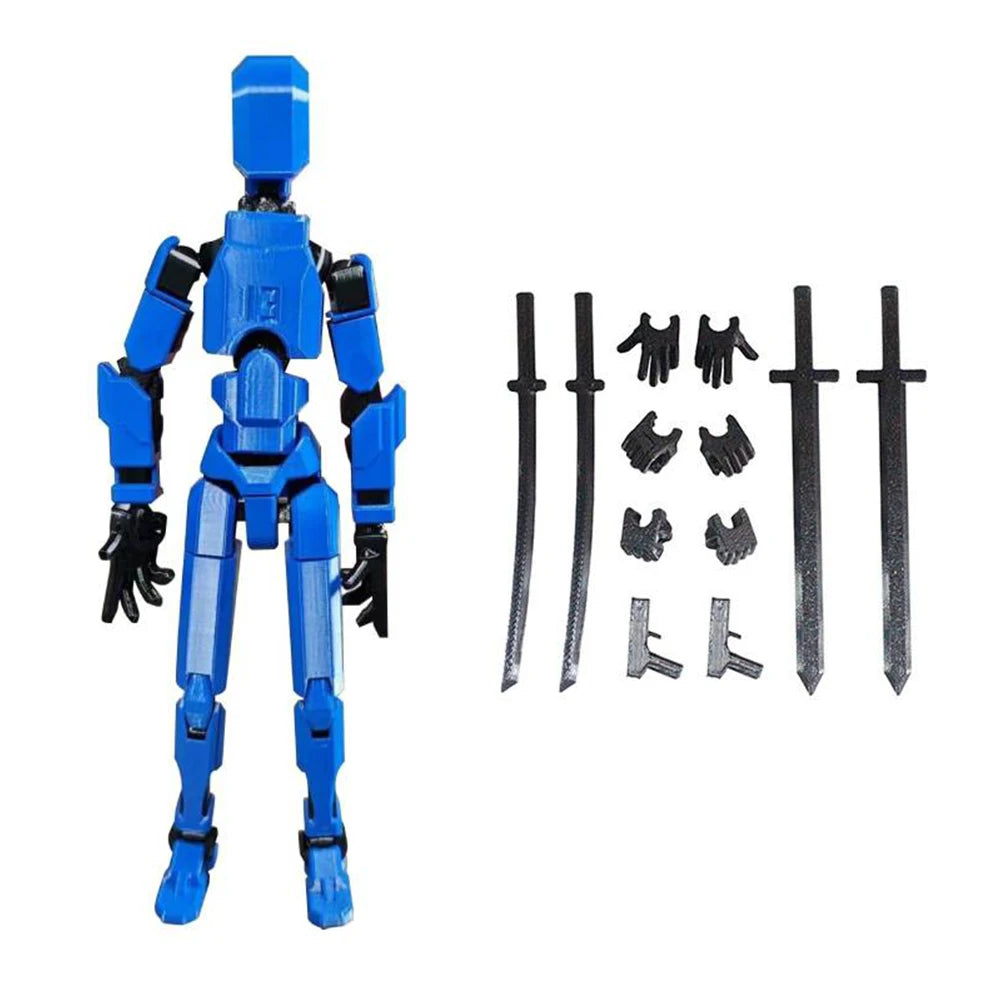 T13 3D Printed Action Figure with Multiple Accessories Full Body Mechanical Movable Toy Assembly Completed Action Figure Dummy