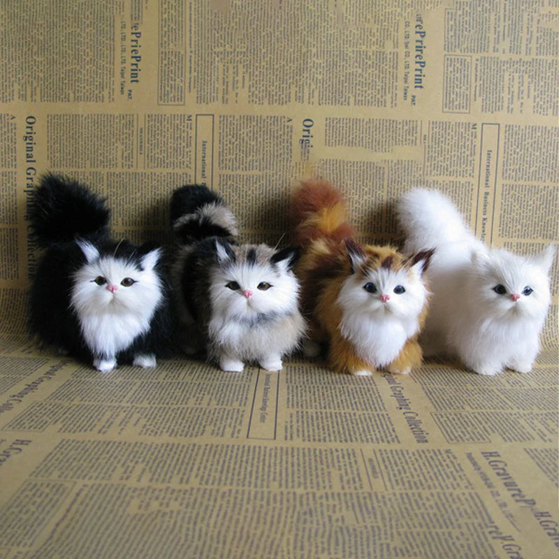 Simulation Cat Plush Toys Soft Stuffed Kitten Model Fake Cats Realist Animals for Kids Girls Birthday Valentine's Day Gift
