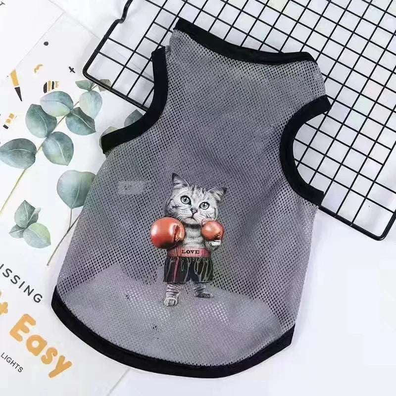 Ultrathin Vest Summer Dog Clothes For Small Dogs Cats Chihuahua T Shirt Breathable Mesh Funny Cute Pets Costumes For Puppy Coat