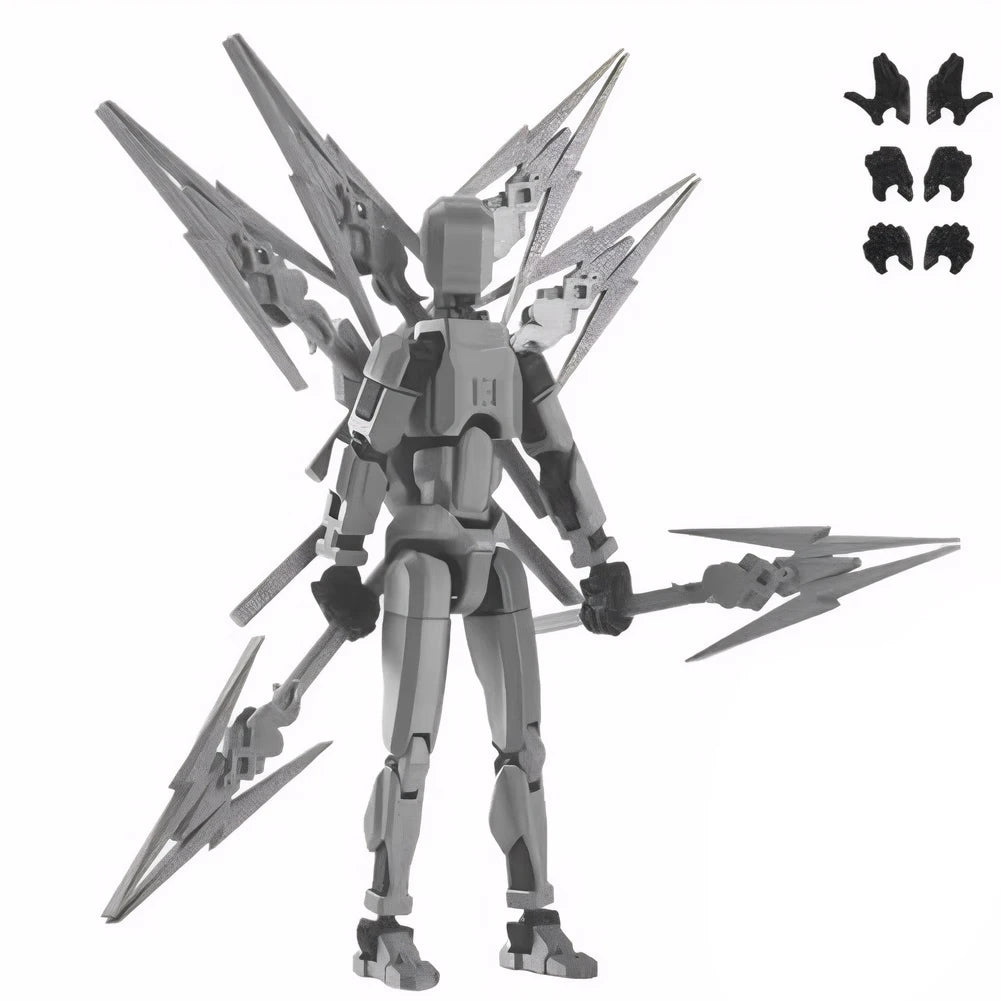 T13 3D Printed Action Figure with Multiple Accessories Full Body Mechanical Movable Toy Assembly Completed Action Figure Dummy