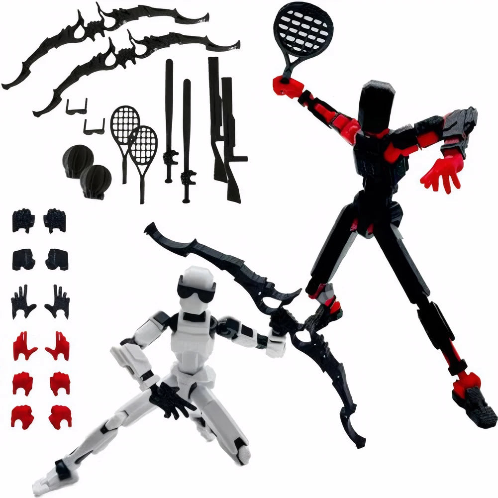 T13 3D Printed Action Figure with Multiple Accessories Full Body Mechanical Movable Toy Assembly Completed Action Figure Dummy