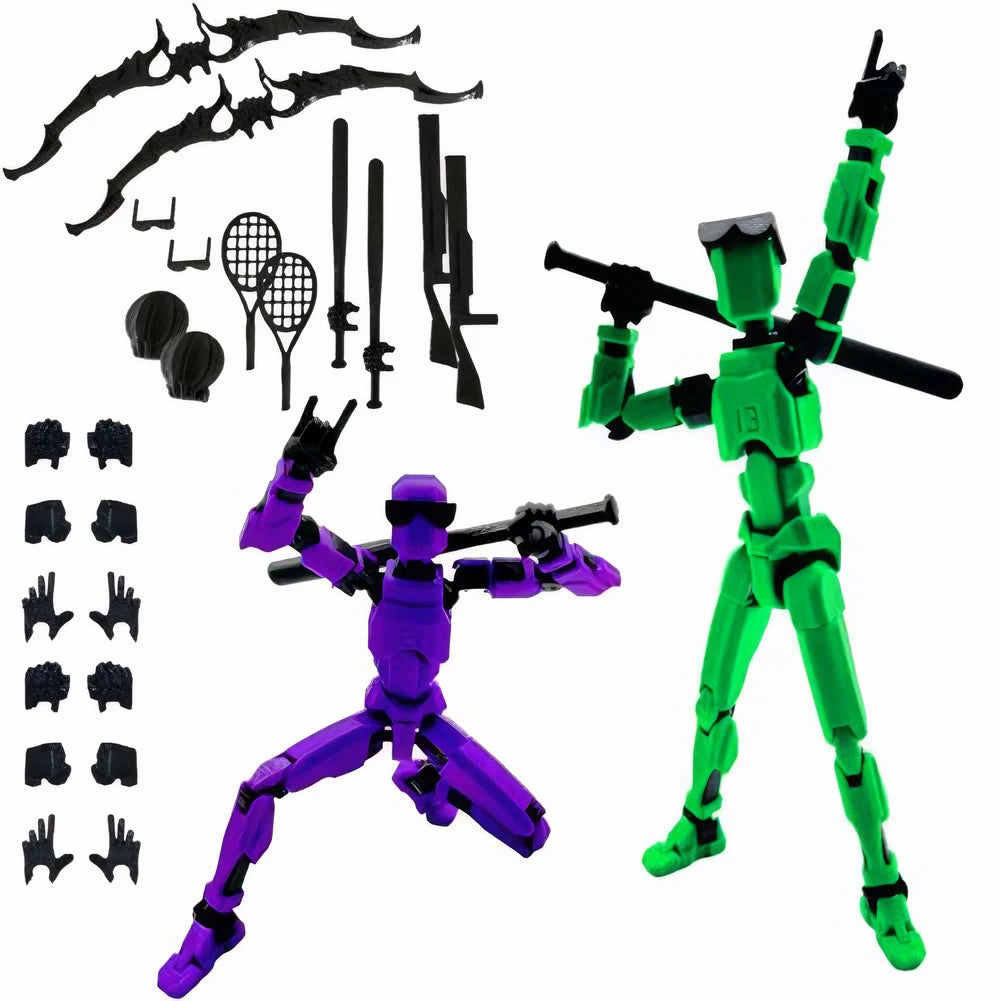 T13 3D Printed Action Figure with Multiple Accessories Full Body Mechanical Movable Toy Assembly Completed Action Figure Dummy