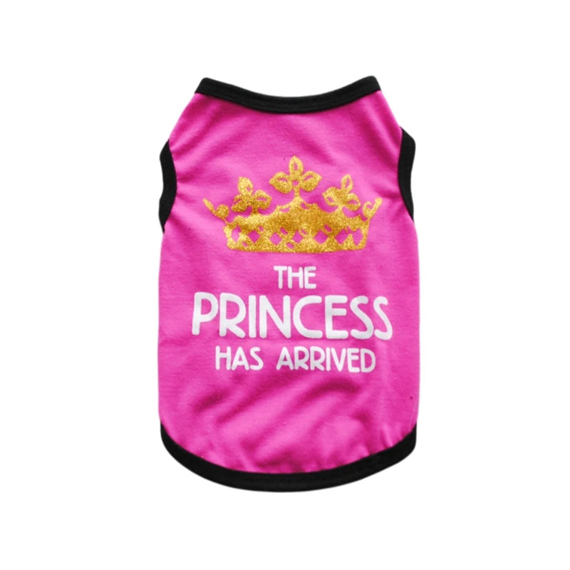 Summer Pet T-shirt Puppy Dog Clothes Crown Princess Letter Printed Cat Vest Cotton T Shirt Pug Chihuahua Costumes for Small Dogs