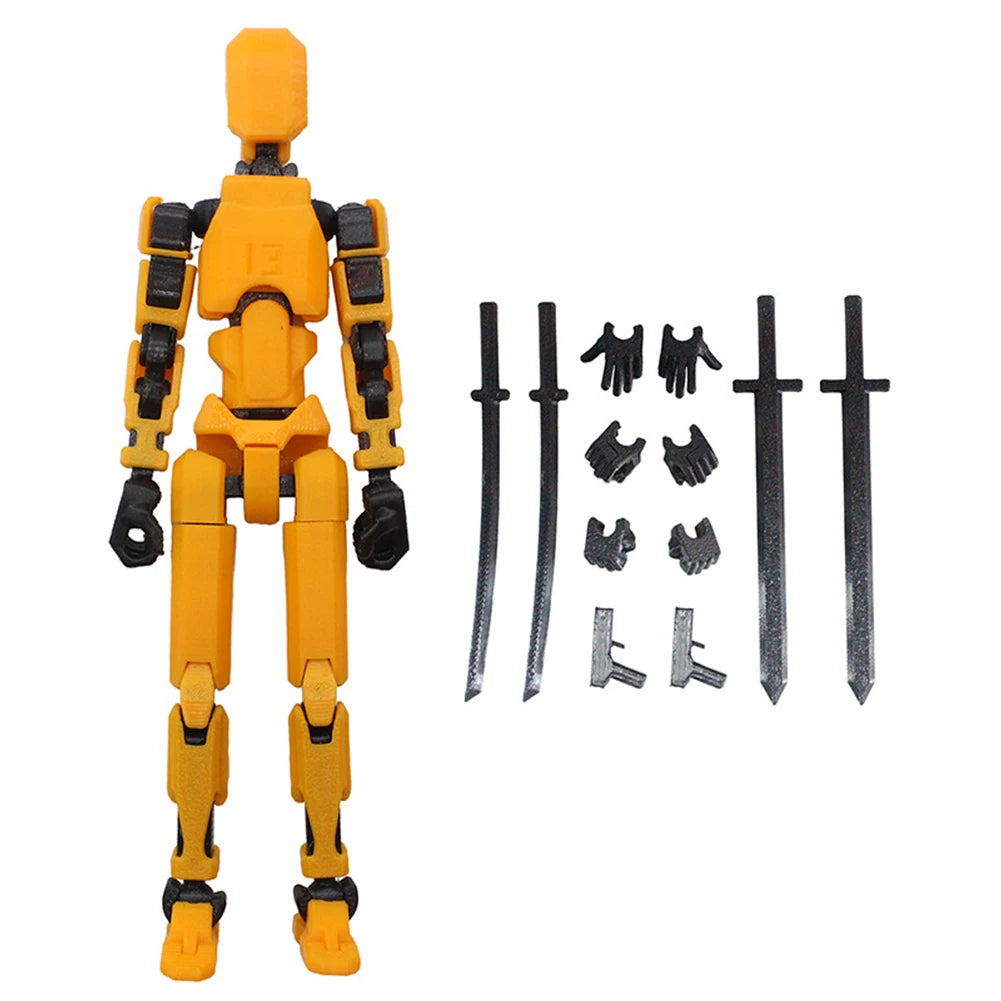 T13 3D Printed Action Figure with Multiple Accessories Full Body Mechanical Movable Toy Assembly Completed Action Figure Dummy