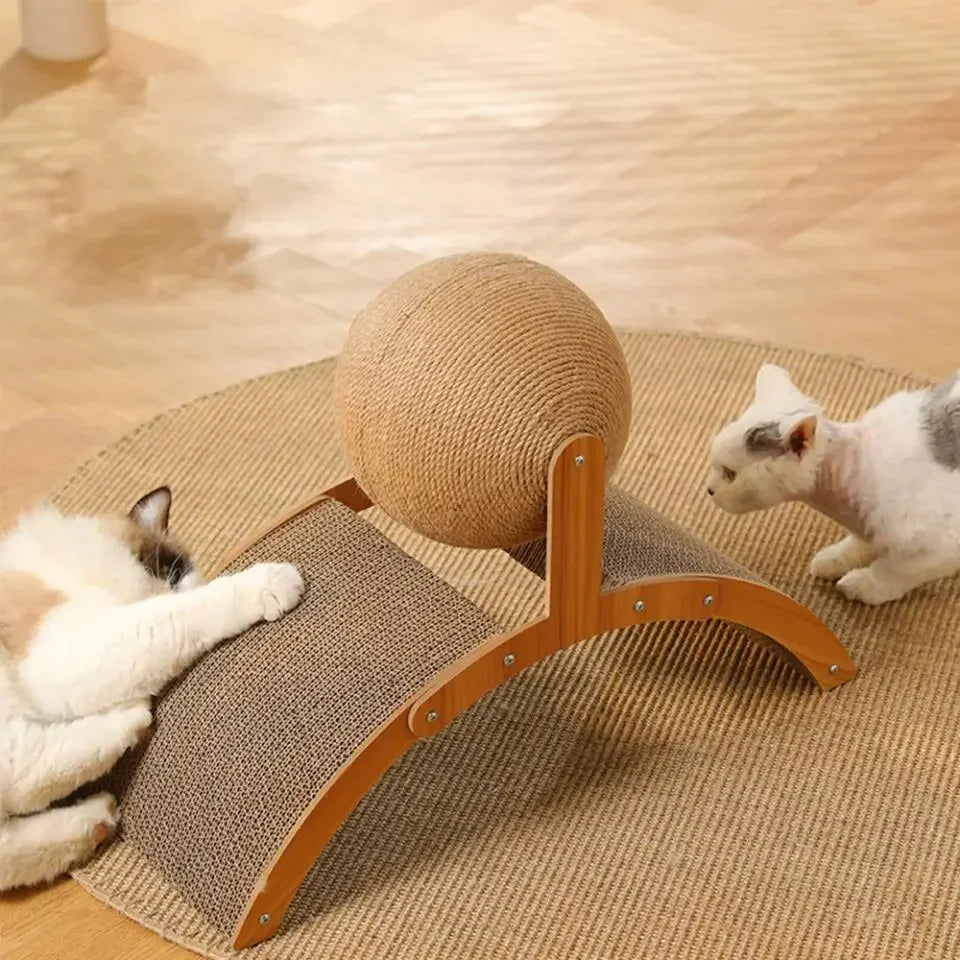cratcisal Sh Board Wear-Resistant GriWooden Cat Scratching Ball 2 In 1 Cat Scratcher Snding Paw Toy Solid Wood Scraper for Cats