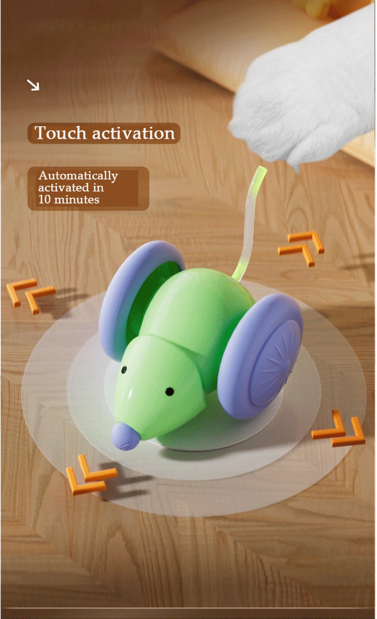 Inetlligent Electric Mouse Cat Toy for Interactive Playtime with Obstacle Avoidance Silent Charging 1.5H Battery Life