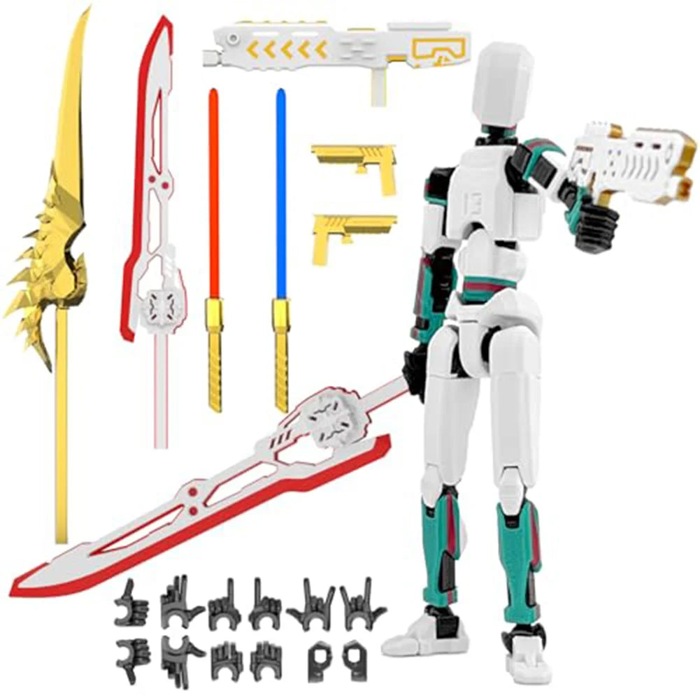 T13 3D Printed Action Figure with Multiple Accessories Full Body Mechanical Movable Toy Assembly Completed Action Figure Dummy