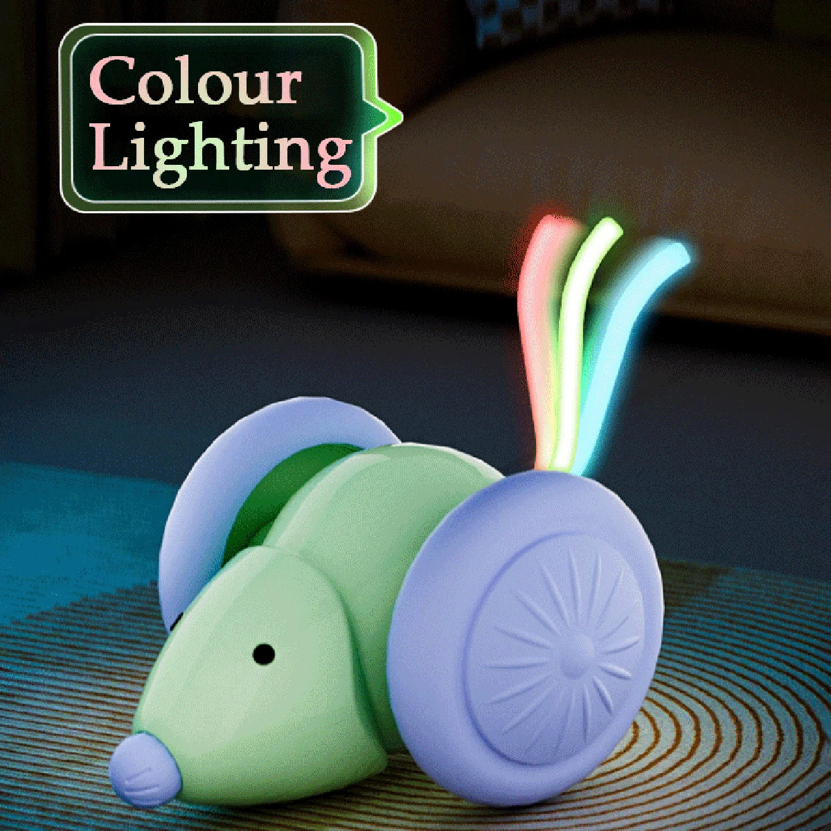 Inetlligent Electric Mouse Cat Toy for Interactive Playtime with Obstacle Avoidance Silent Charging 1.5H Battery Life