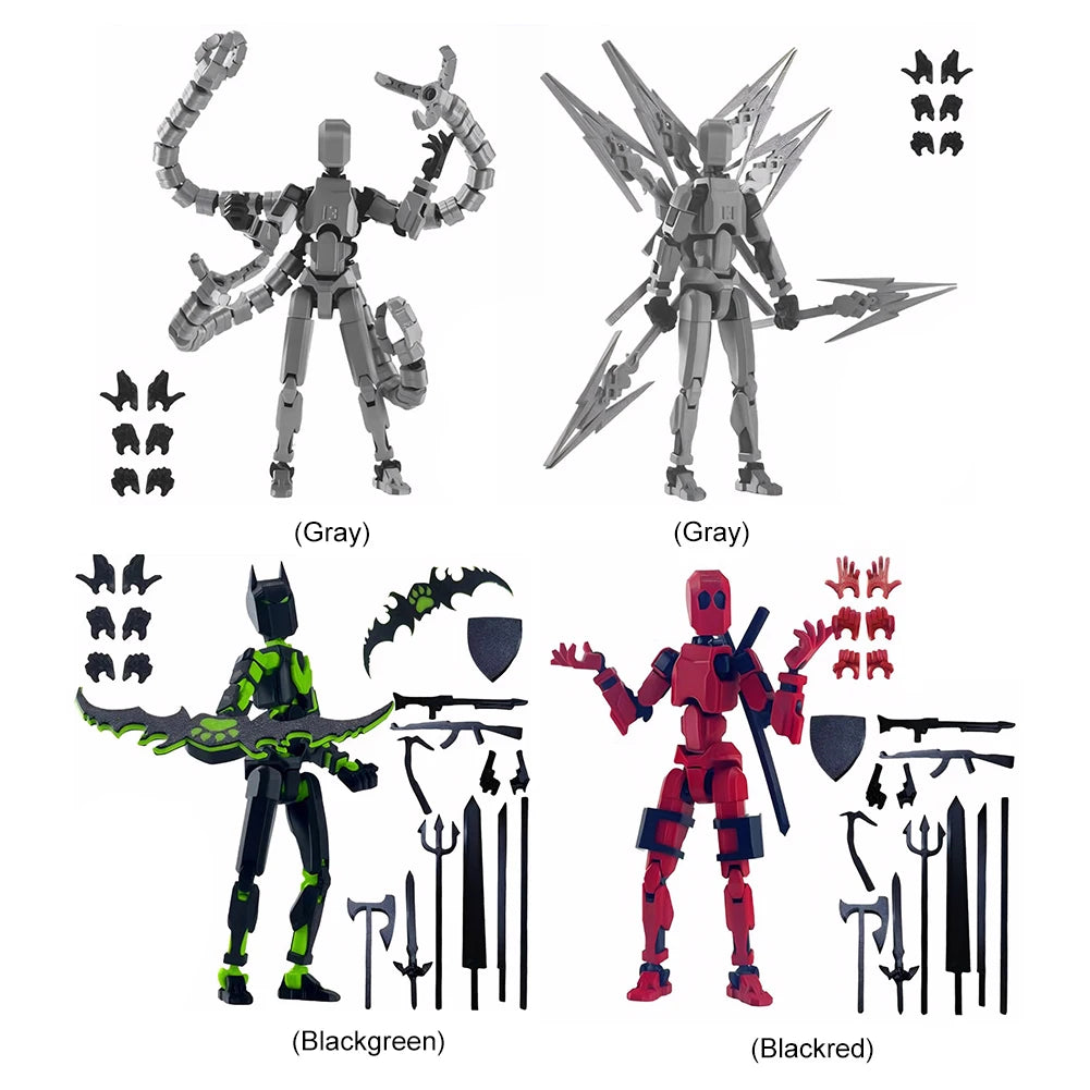T13 3D Printed Action Figure with Multiple Accessories Full Body Mechanical Movable Toy Assembly Completed Action Figure Dummy