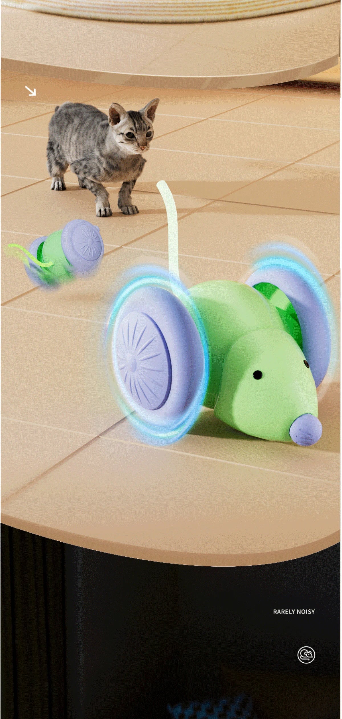 Inetlligent Electric Mouse Cat Toy for Interactive Playtime with Obstacle Avoidance Silent Charging 1.5H Battery Life