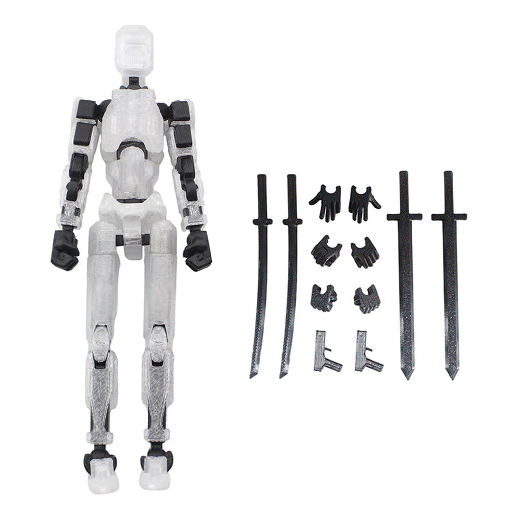 T13 3D Printed Action Figure with Multiple Accessories Full Body Mechanical Movable Toy Assembly Completed Action Figure Dummy