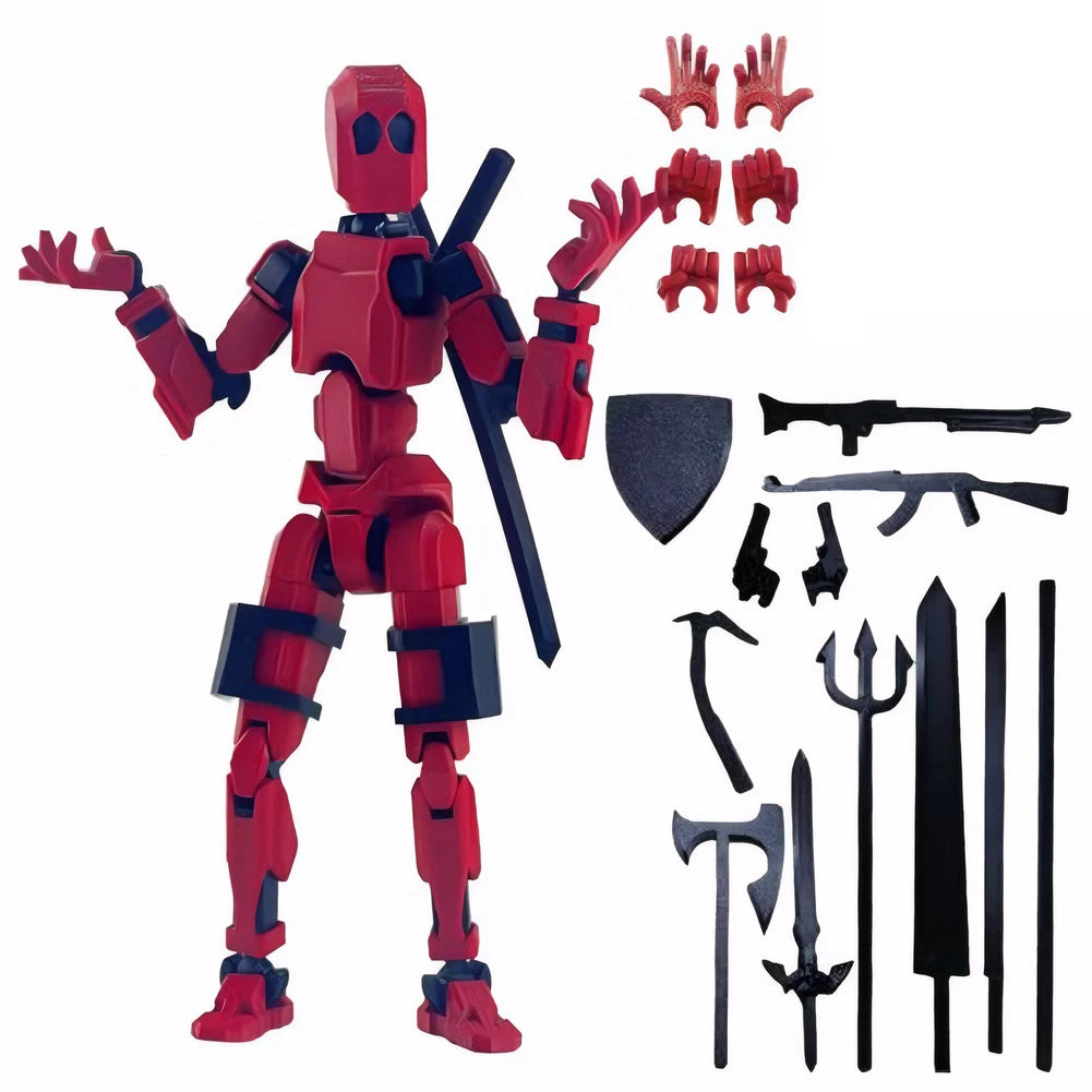 T13 3D Printed Action Figure with Multiple Accessories Full Body Mechanical Movable Toy Assembly Completed Action Figure Dummy