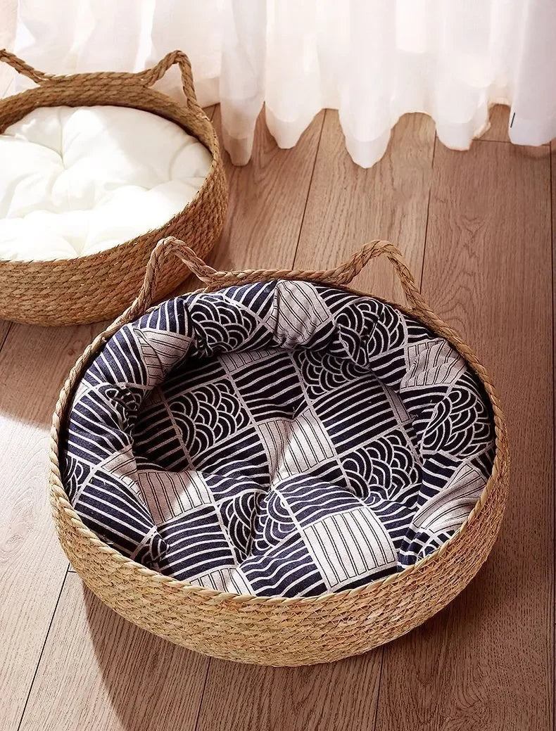 ne WovFour Seasons Universal Pure Handmade Vien Cat Nest Seasonal Warmth Pad Detachable Washable Winter Pet Supplies Accessories