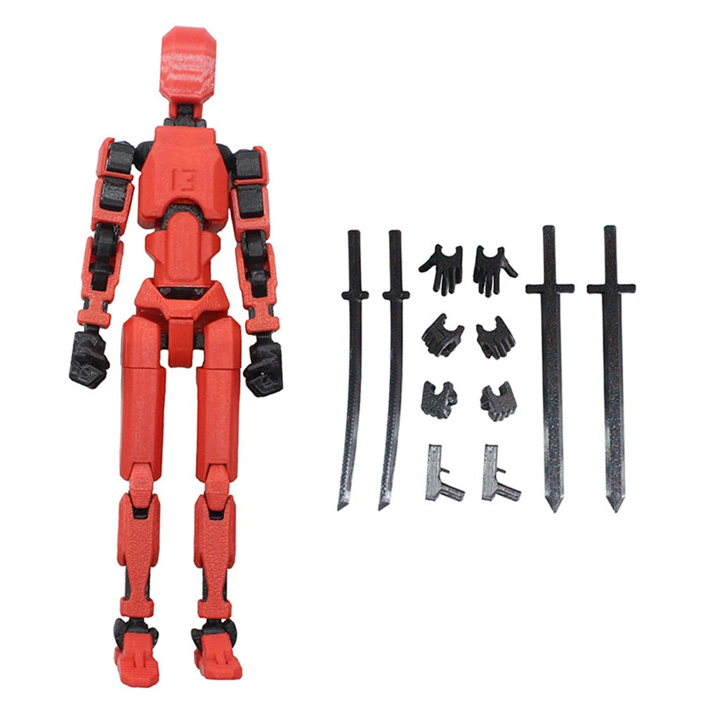 T13 3D Printed Action Figure with Multiple Accessories Full Body Mechanical Movable Toy Assembly Completed Action Figure Dummy