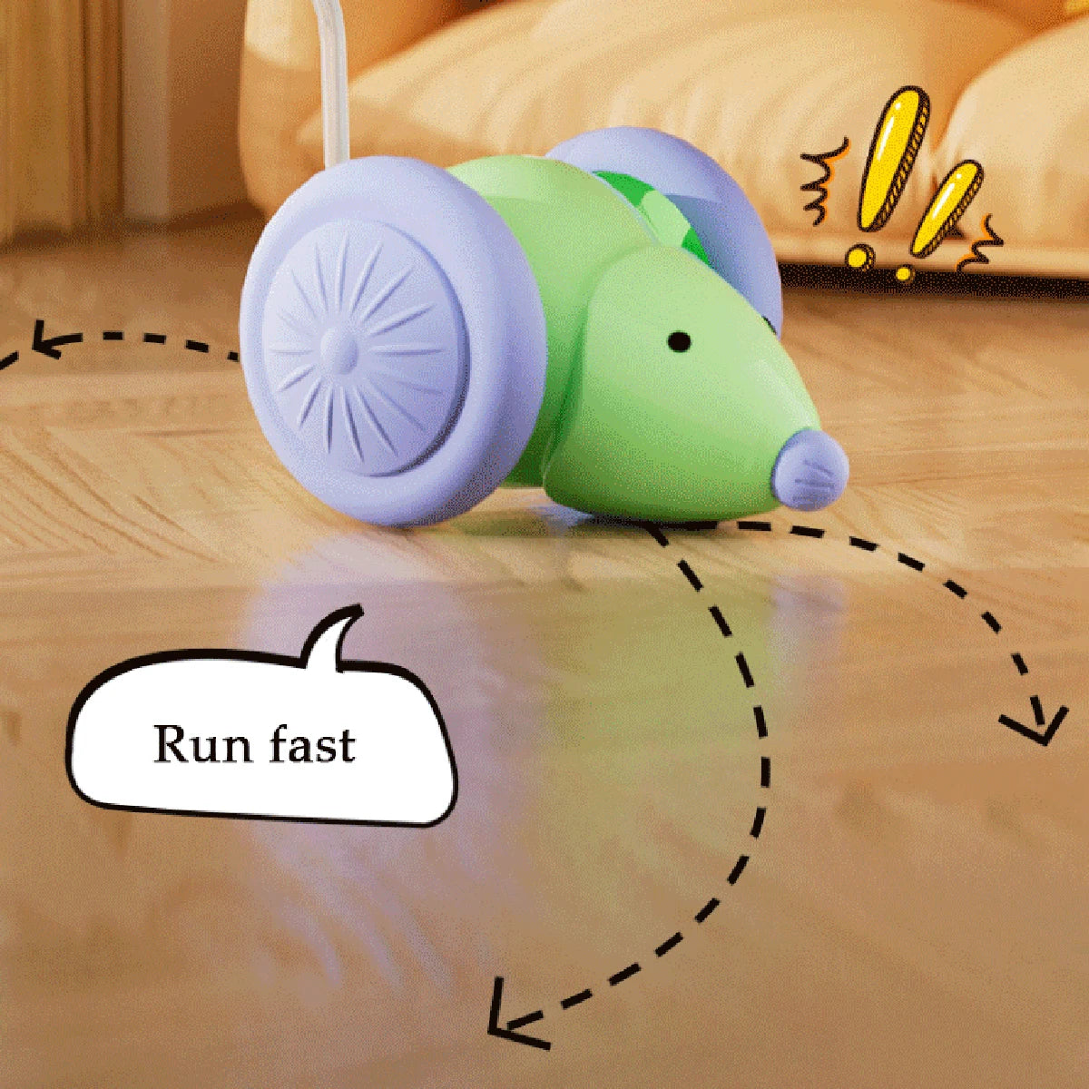 Inetlligent Electric Mouse Cat Toy for Interactive Playtime with Obstacle Avoidance Silent Charging 1.5H Battery Life