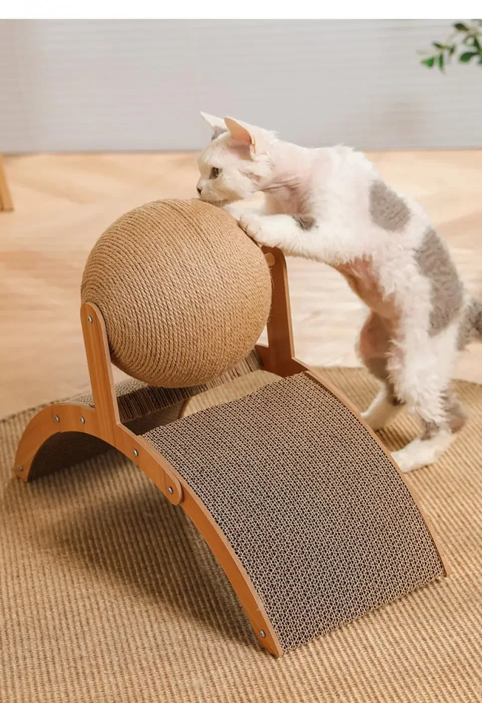 cratcisal Sh Board Wear-Resistant GriWooden Cat Scratching Ball 2 In 1 Cat Scratcher Snding Paw Toy Solid Wood Scraper for Cats