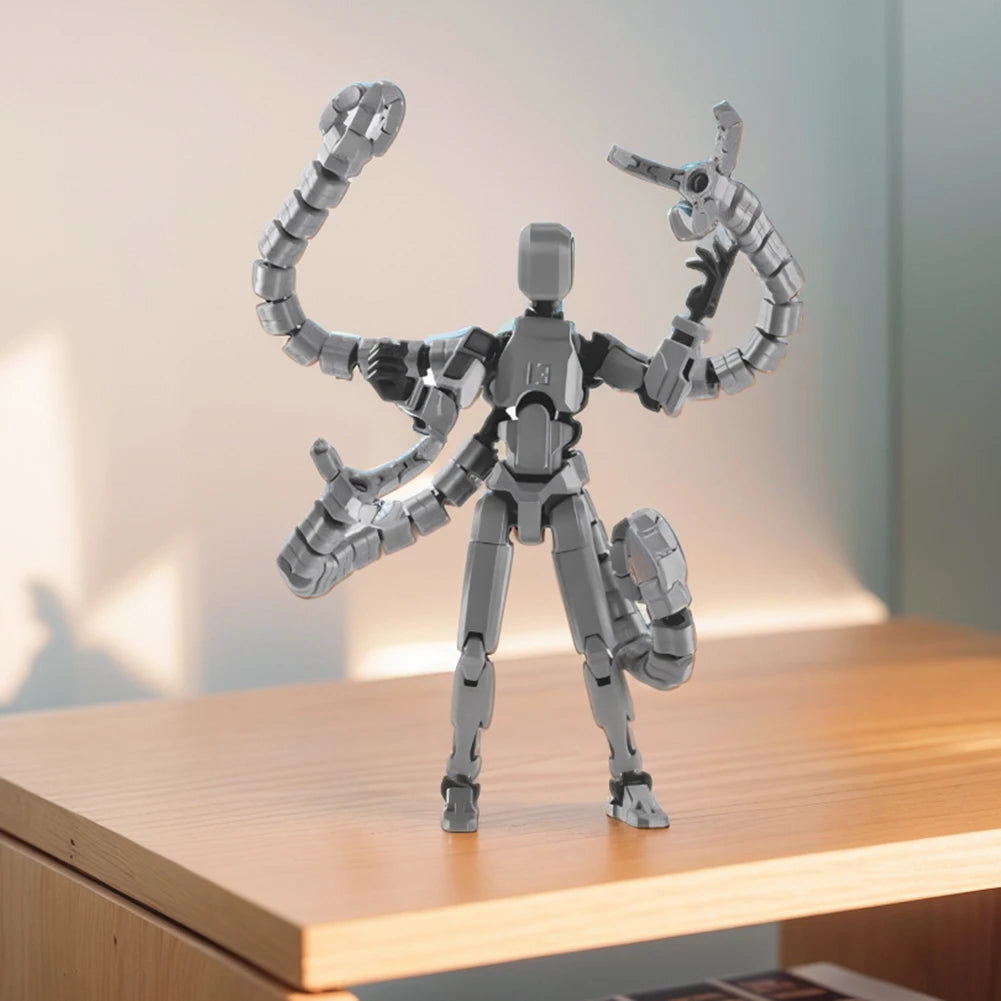 T13 3D Printed Action Figure with Multiple Accessories Full Body Mechanical Movable Toy Assembly Completed Action Figure Dummy