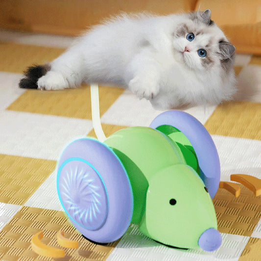 Inetlligent Electric Mouse Cat Toy for Interactive Playtime with Obstacle Avoidance Silent Charging 1.5H Battery Life
