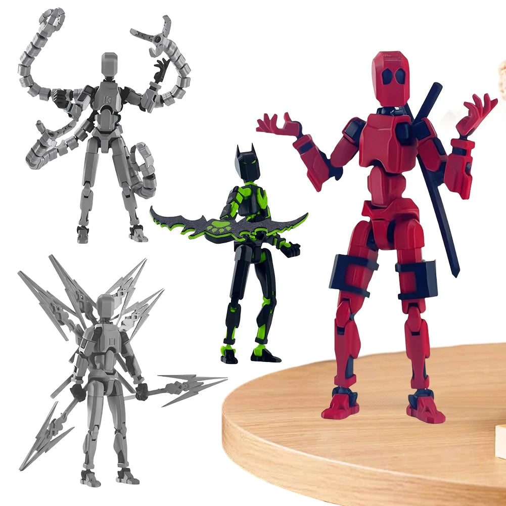 T13 3D Printed Action Figure with Multiple Accessories Full Body Mechanical Movable Toy Assembly Completed Action Figure Dummy