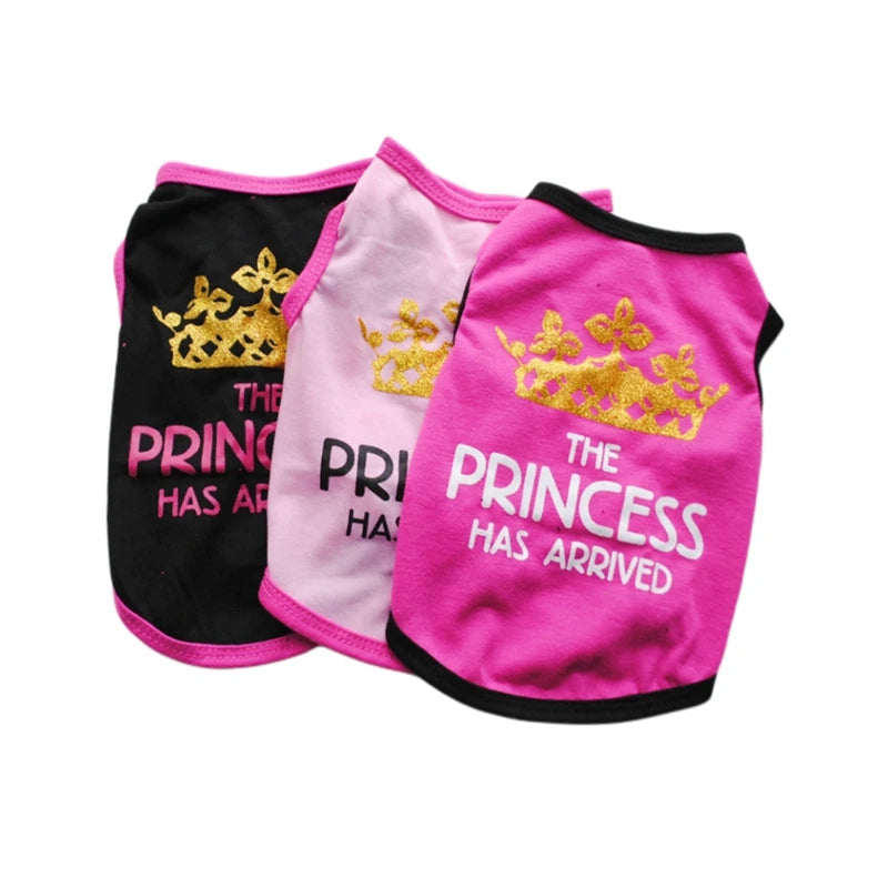 Summer Pet T-shirt Puppy Dog Clothes Crown Princess Letter Printed Cat Vest Cotton T Shirt Pug Chihuahua Costumes for Small Dogs