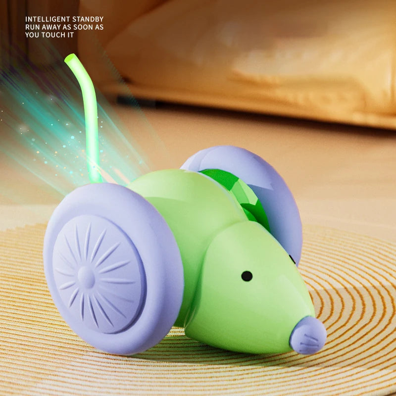 Inetlligent Electric Mouse Cat Toy for Interactive Playtime with Obstacle Avoidance Silent Charging 1.5H Battery Life