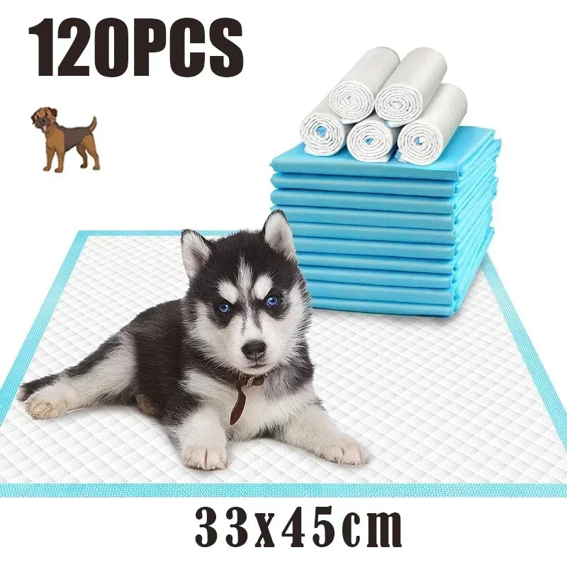 Pee Mats, Dppyisposable Litter Toilet Solutions120-Pack Ultra Absorbent 33x45cm Pet Diaper Pads for Dogs &Cats, Odor-Control Pu