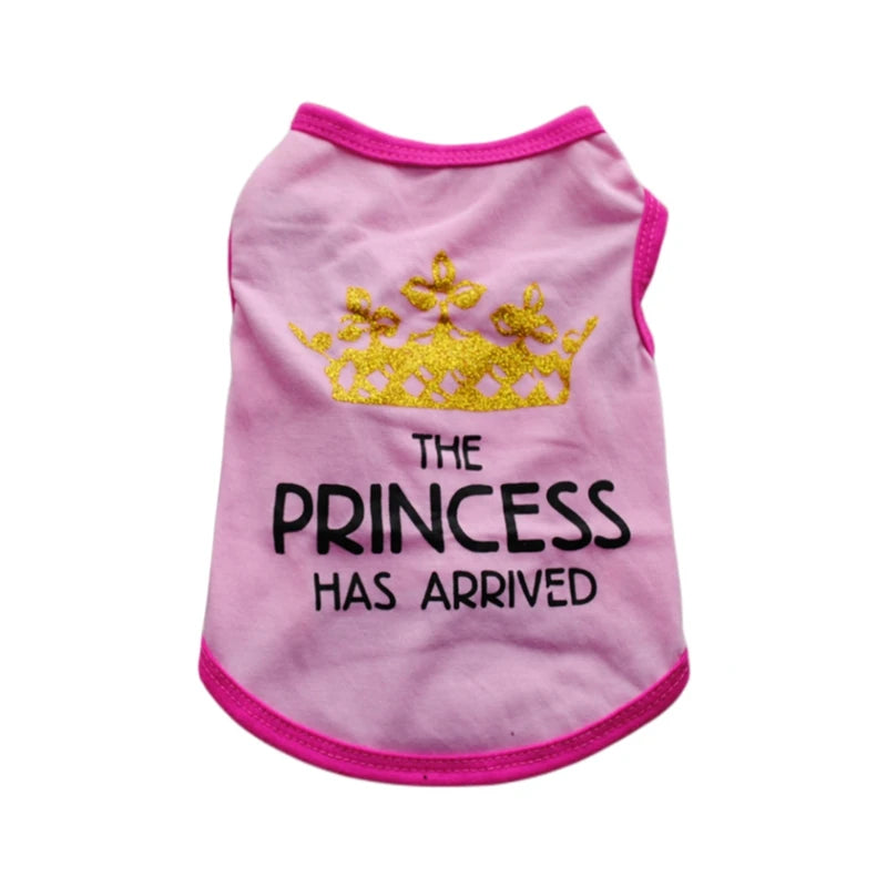 Summer Pet T-shirt Puppy Dog Clothes Crown Princess Letter Printed Cat Vest Cotton T Shirt Pug Chihuahua Costumes for Small Dogs