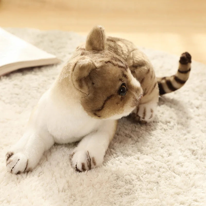 27/33/40CM Realistic Cartoon Simulation Cat Plush Toy Children's Soothing Companion Sleeping Flower Cat Doll Christmas Gifts