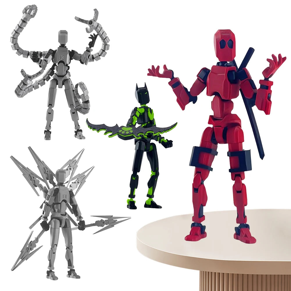 T13 3D Printed Action Figure with Multiple Accessories Full Body Mechanical Movable Toy Assembly Completed Action Figure Dummy