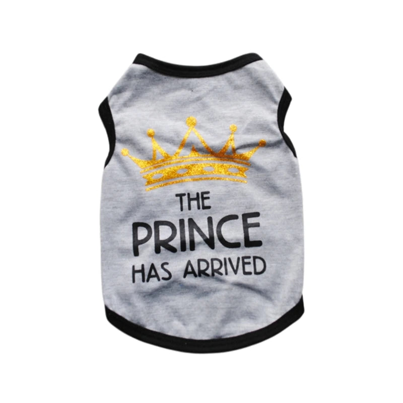 Summer Pet T-shirt Puppy Dog Clothes Crown Princess Letter Printed Cat Vest Cotton T Shirt Pug Chihuahua Costumes for Small Dogs