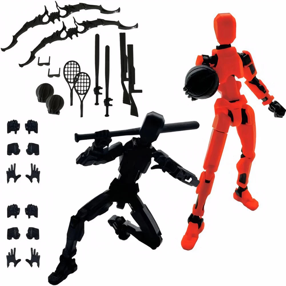T13 3D Printed Action Figure with Multiple Accessories Full Body Mechanical Movable Toy Assembly Completed Action Figure Dummy