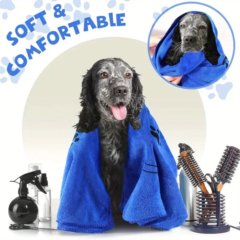 60x100cm Pet Drying Towel Dog Cat Bath Towel Microfiber Quick-drying Dog Claw Absorbent Blue Grey Bath Towel Pet Bath Products