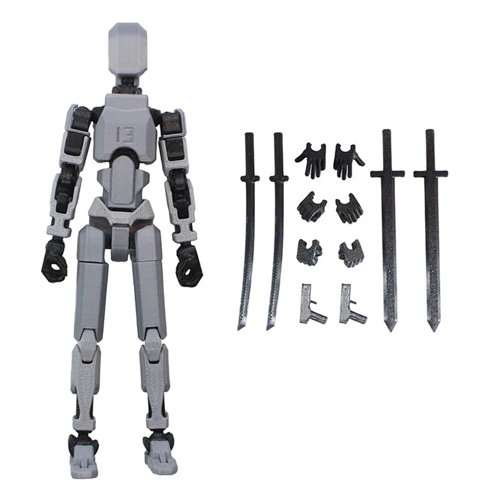 T13 3D Printed Action Figure with Multiple Accessories Full Body Mechanical Movable Toy Assembly Completed Action Figure Dummy