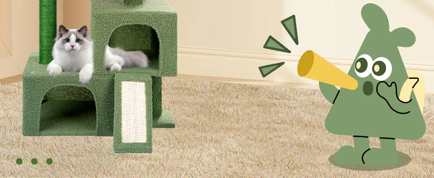 Cat Tree ，Tower wiCats, All-in-One Act Center with Cat Scratching Post Cozy Sleepth Twin Cat Condos for Indoor ivity