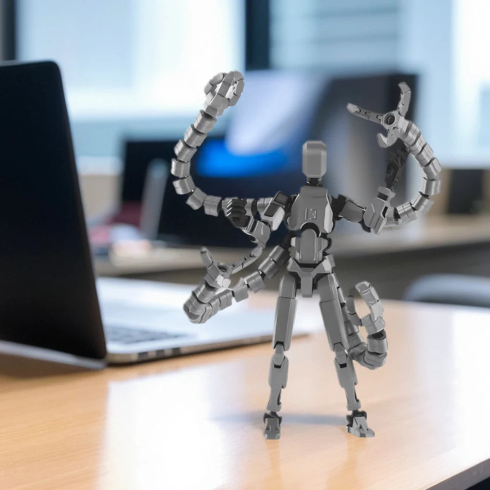 T13 3D Printed Action Figure with Multiple Accessories Full Body Mechanical Movable Toy Assembly Completed Action Figure Dummy