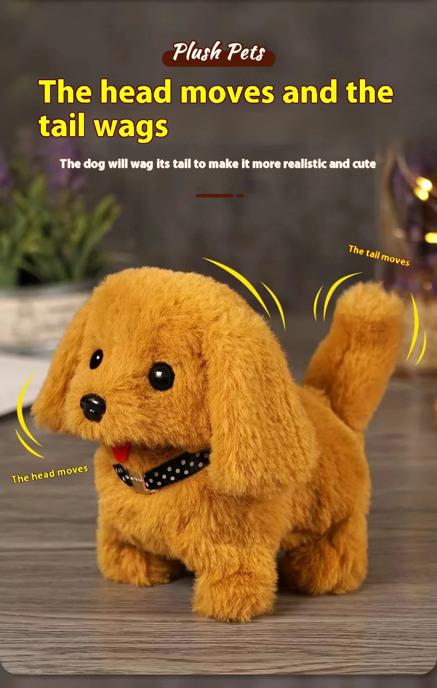 Simulated Pet Dog Parent-Child Interaction Soothing Moving Barking Wagging Tail Electric Plush Toy Children's Birthday Gift